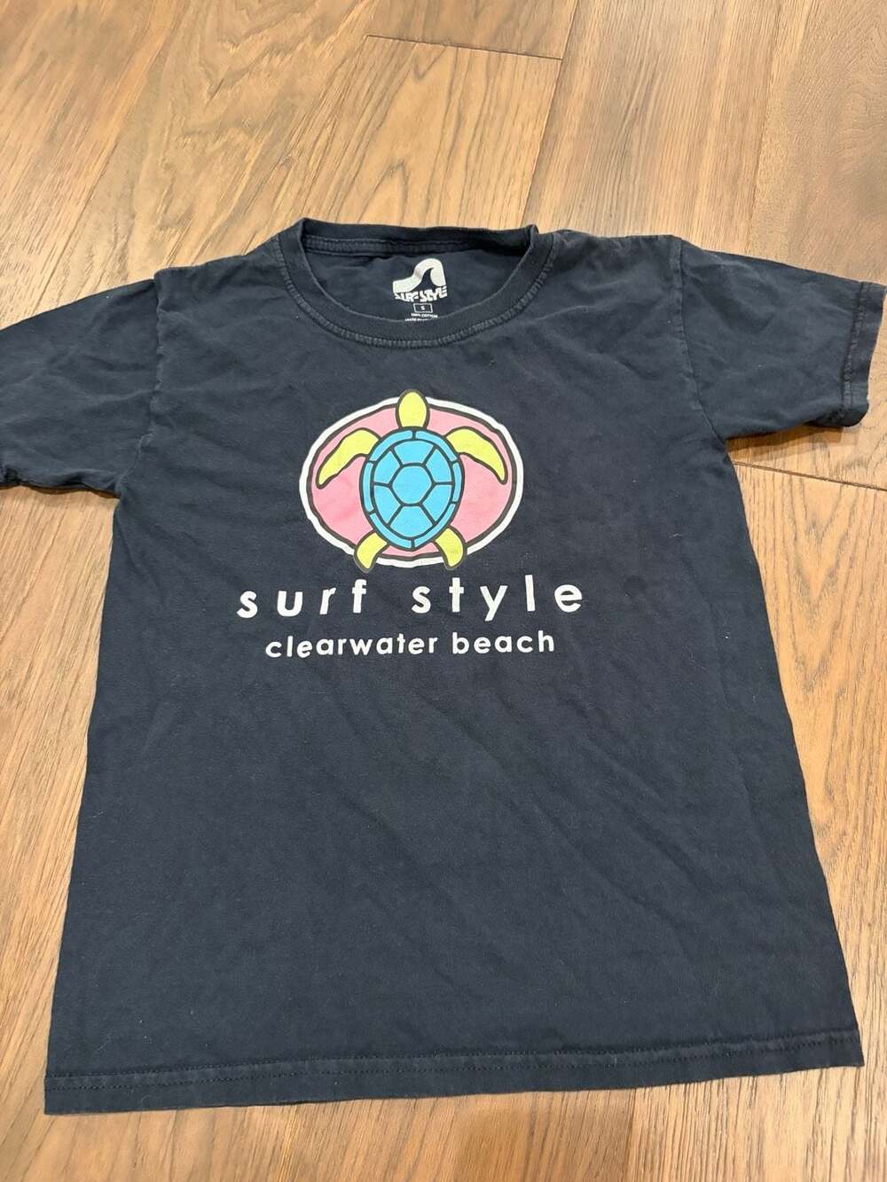 Surf Style Clearwater Beach Sea Turtle Graphic T-Shirt Black Size S